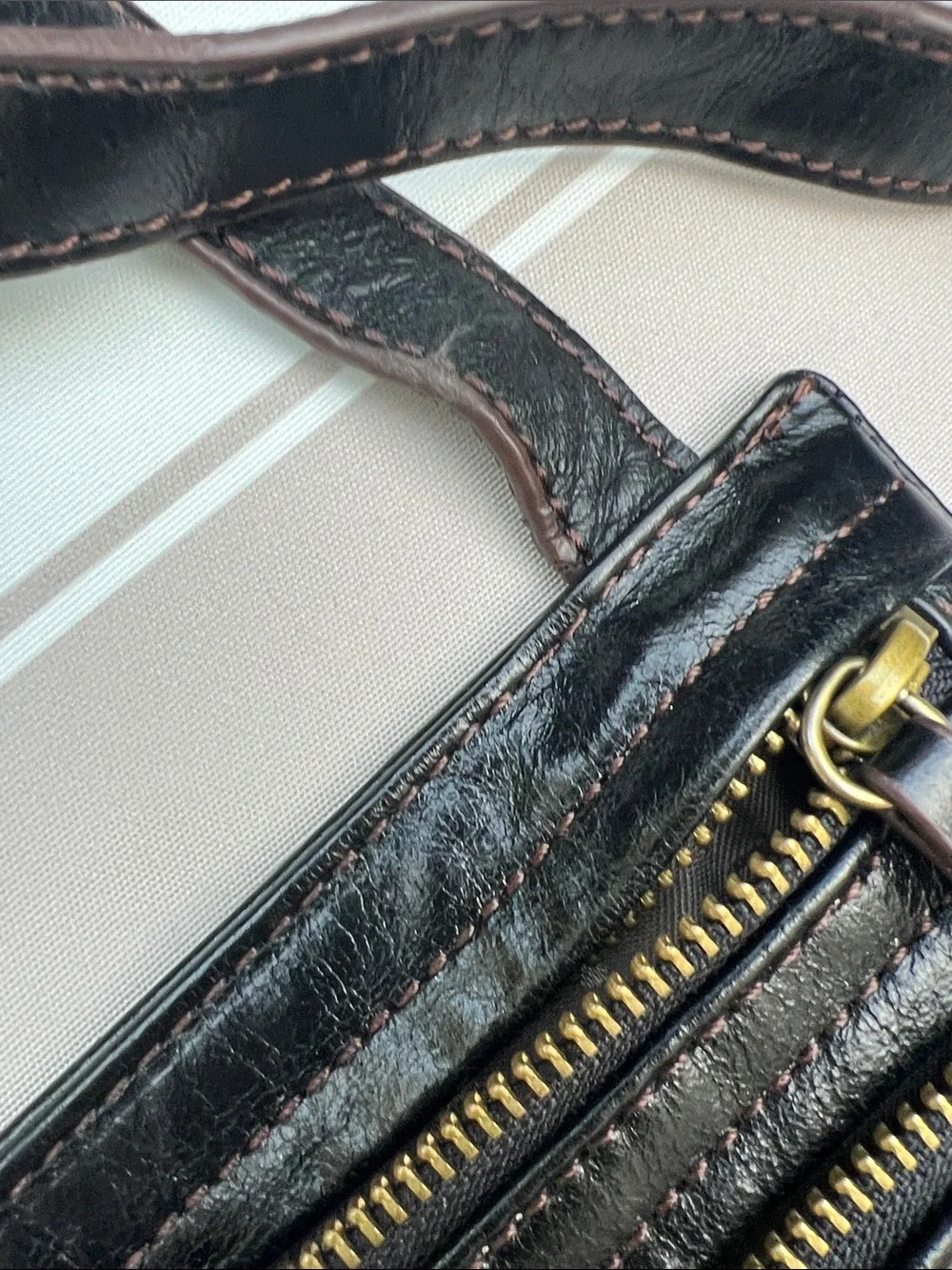Marisol Black Leather Zip-Front Crossbody Bag